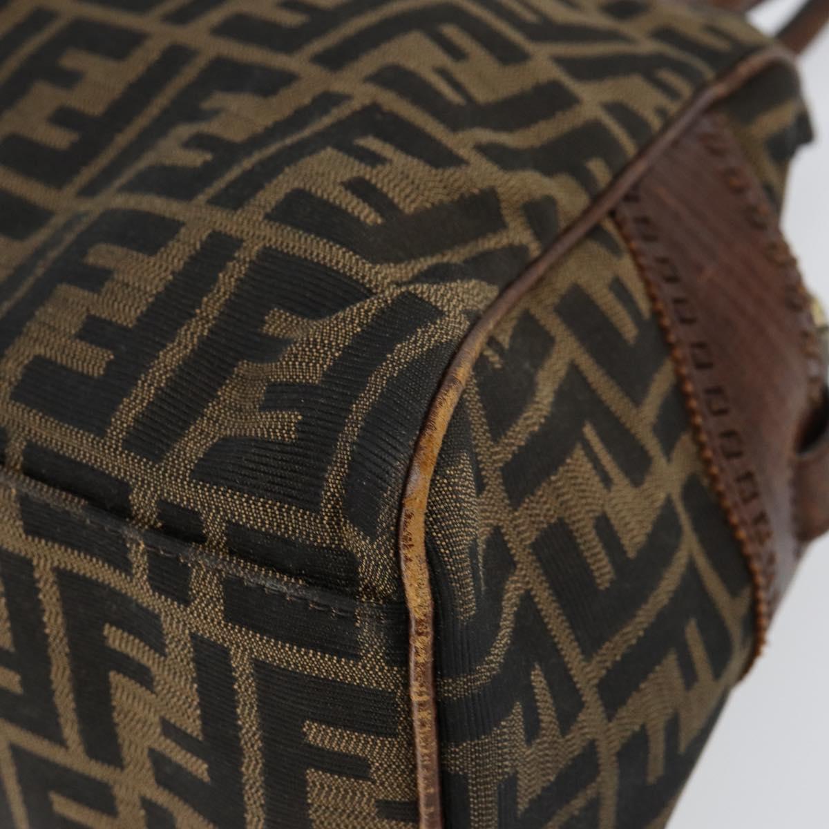 FENDI Zucca Canvas Etnico Hand Bag Black Brown Auth 156008