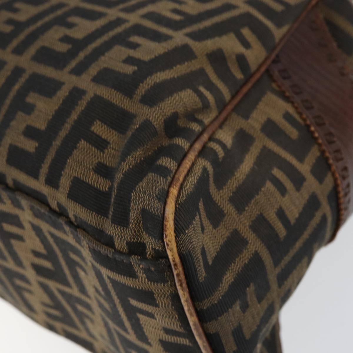 FENDI Zucca Canvas Etnico Hand Bag Black Brown Auth 156008
