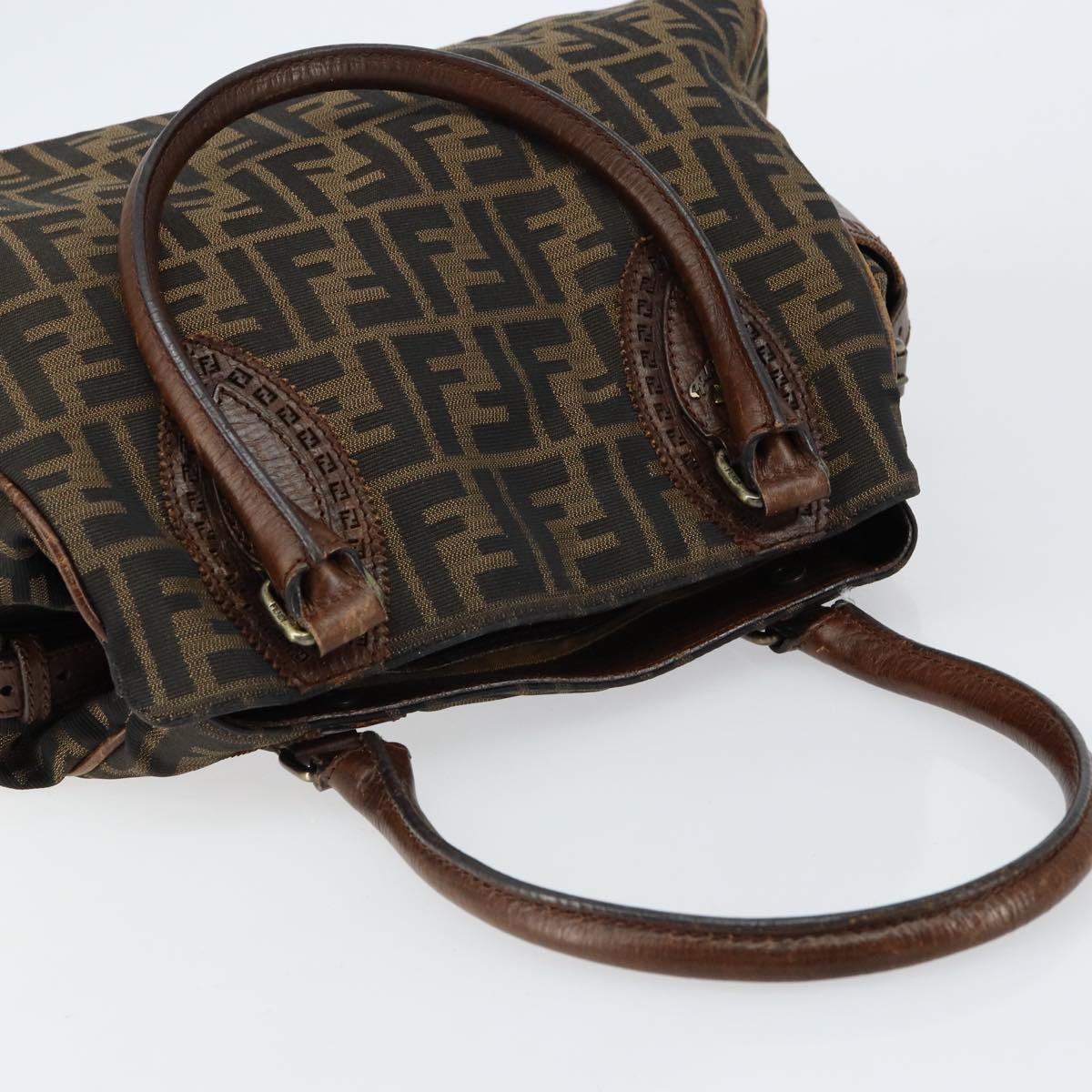 FENDI Zucca Canvas Etnico Hand Bag Black Brown Auth 156008