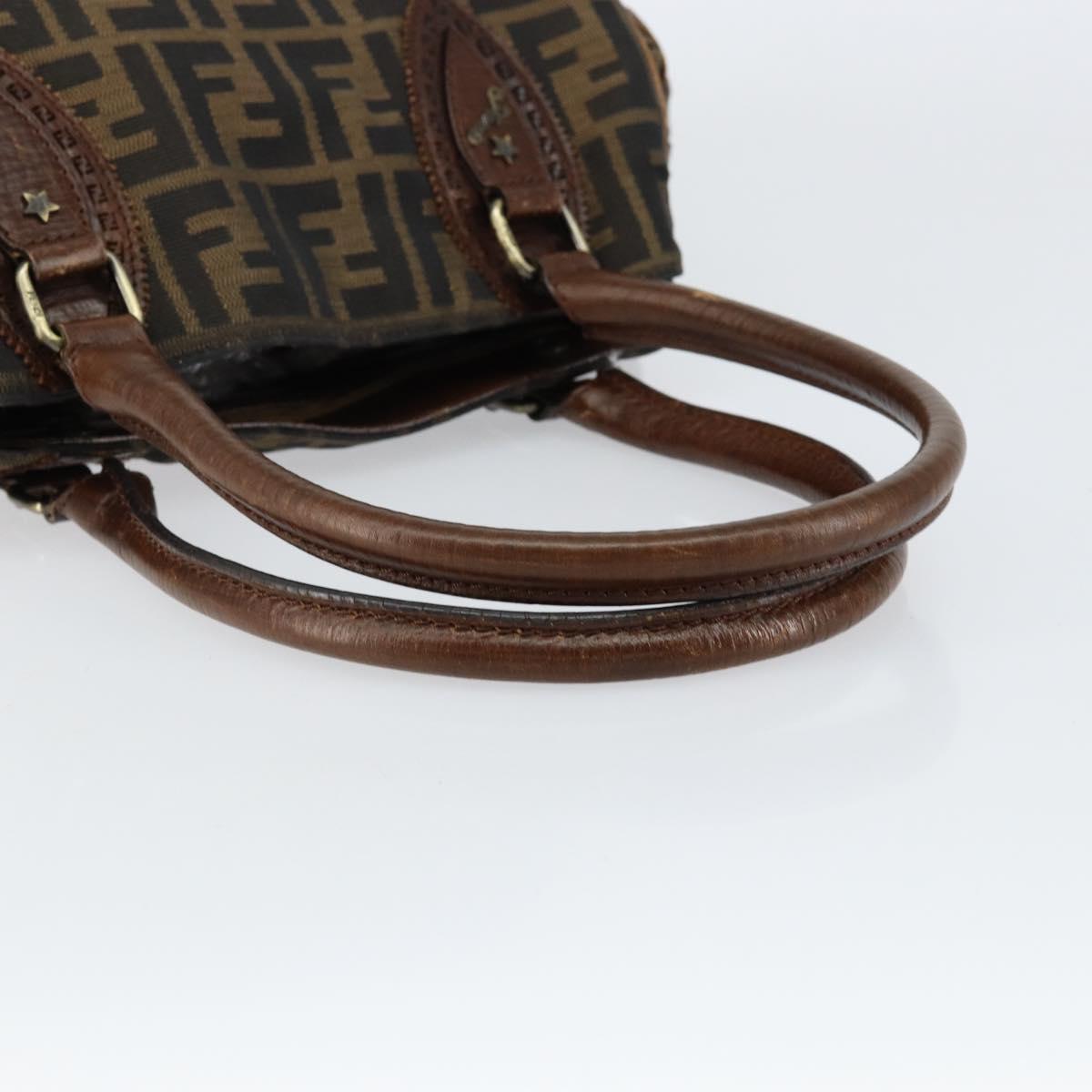 FENDI Zucca Canvas Etnico Hand Bag Black Brown Auth 156008