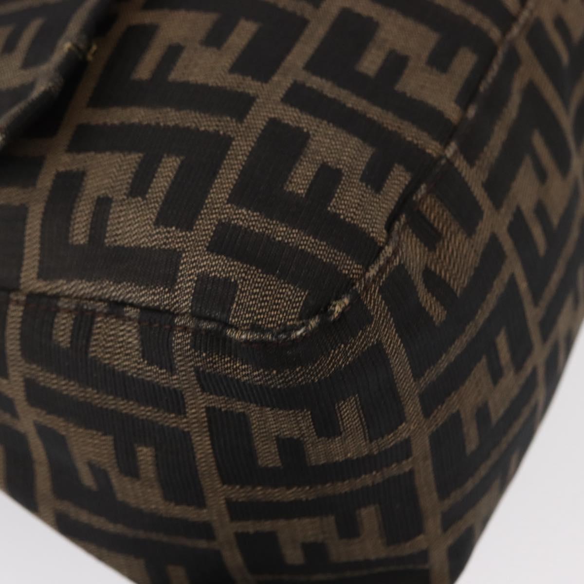FENDI Zucca Canvas Mamma Baguette Shoulder Bag Black Brown Auth 156010
