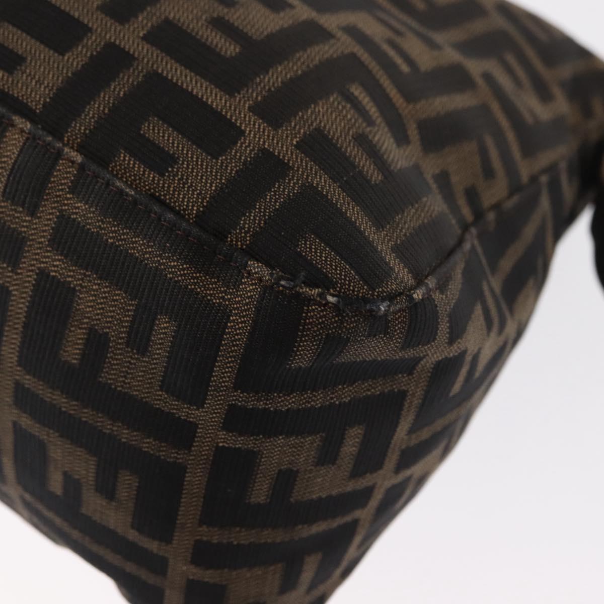 FENDI Zucca Canvas Mamma Baguette Shoulder Bag Black Brown Auth 156010