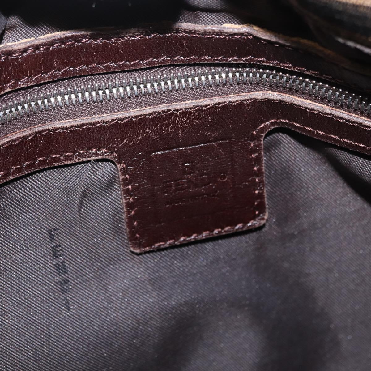 FENDI Zucca Canvas Mamma Baguette Shoulder Bag Black Brown Auth 156010