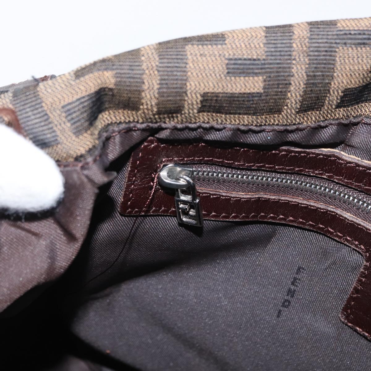 FENDI Zucca Canvas Mamma Baguette Shoulder Bag Black Brown Auth 156010