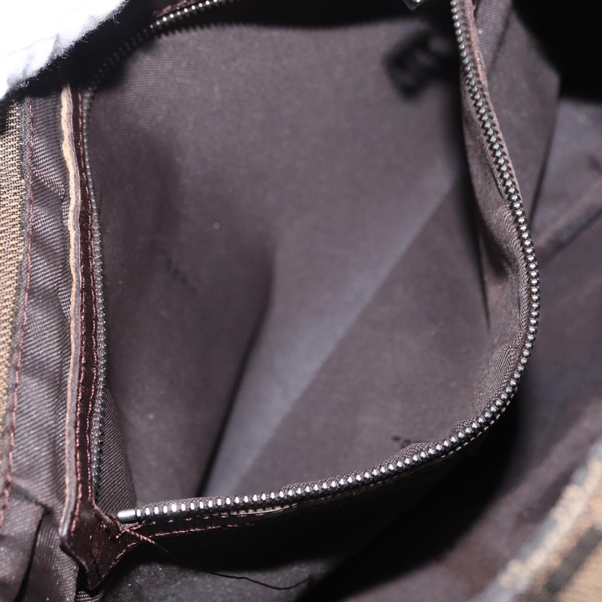 FENDI Zucca Canvas Mamma Baguette Shoulder Bag Black Brown Auth 156010