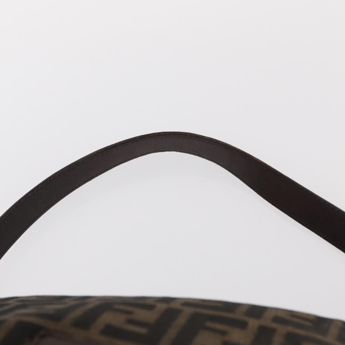 FENDI Zucca Canvas Mamma Baguette Shoulder Bag Black Brown Auth 156010
