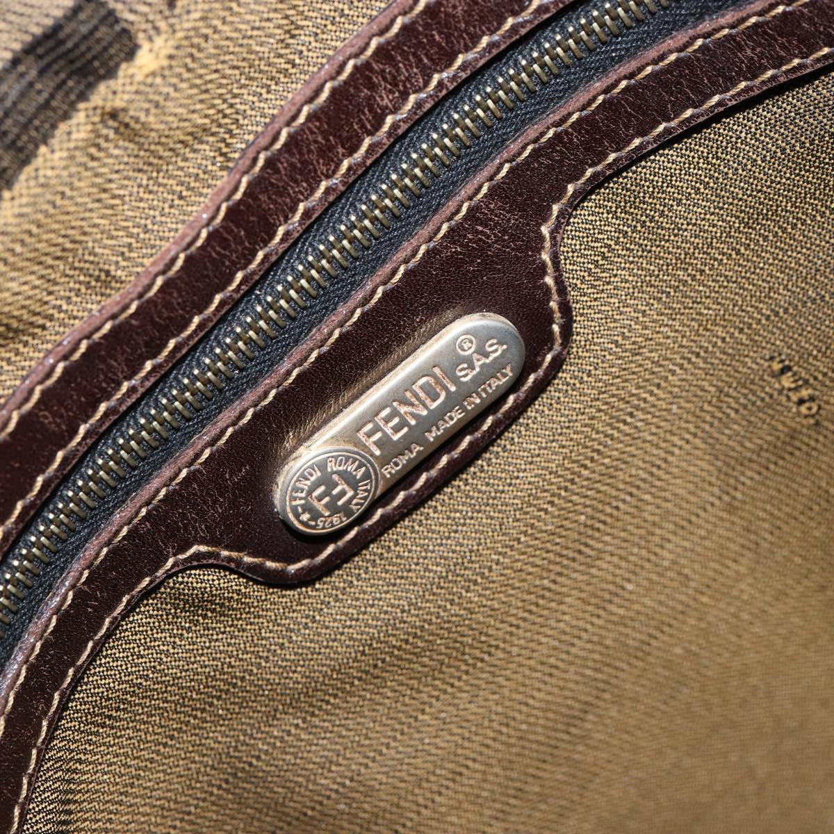 FENDI Zucca Canvas Shoulder Bag Black Brown Auth 156011