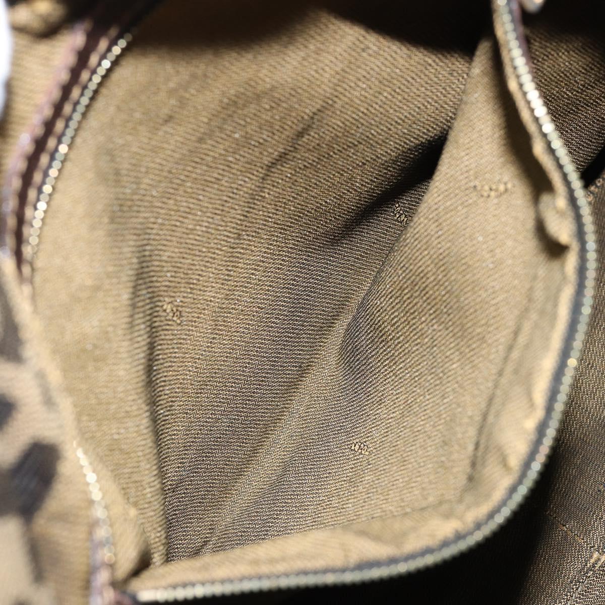 FENDI Zucca Canvas Shoulder Bag Black Brown Auth 156011