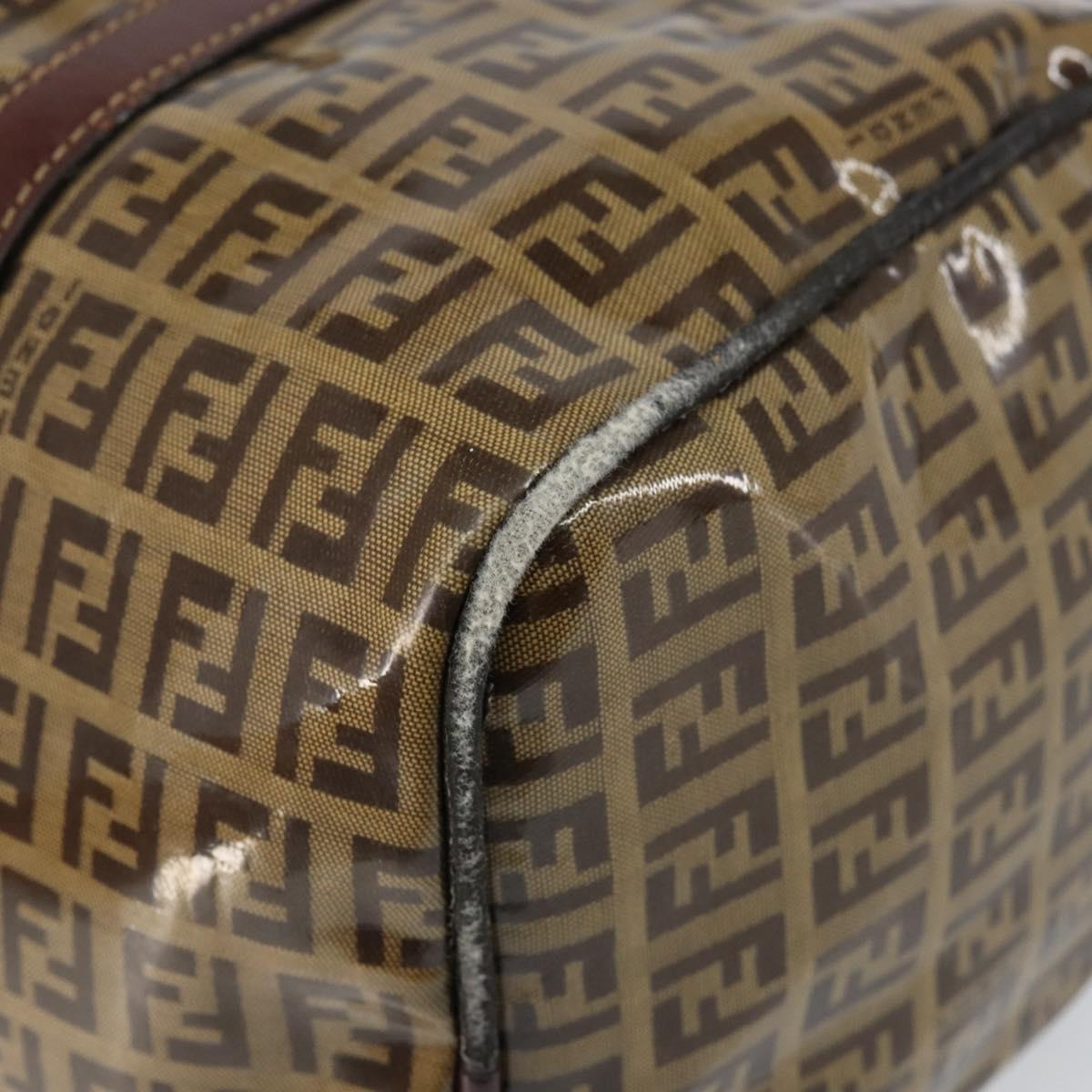 FENDI Zucchino Canvas Boston Bag Beige Gold Auth 156012