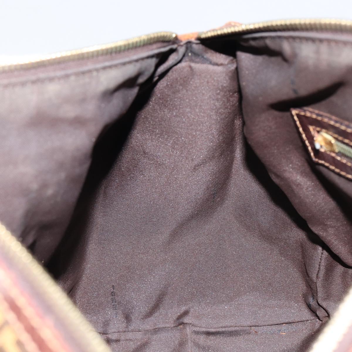 FENDI Zucchino Canvas Boston Bag Beige Gold Auth 156012