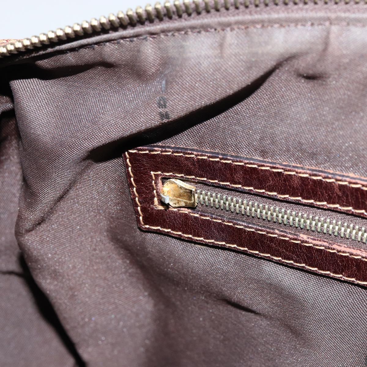 FENDI Zucchino Canvas Boston Bag Beige Gold Auth 156012