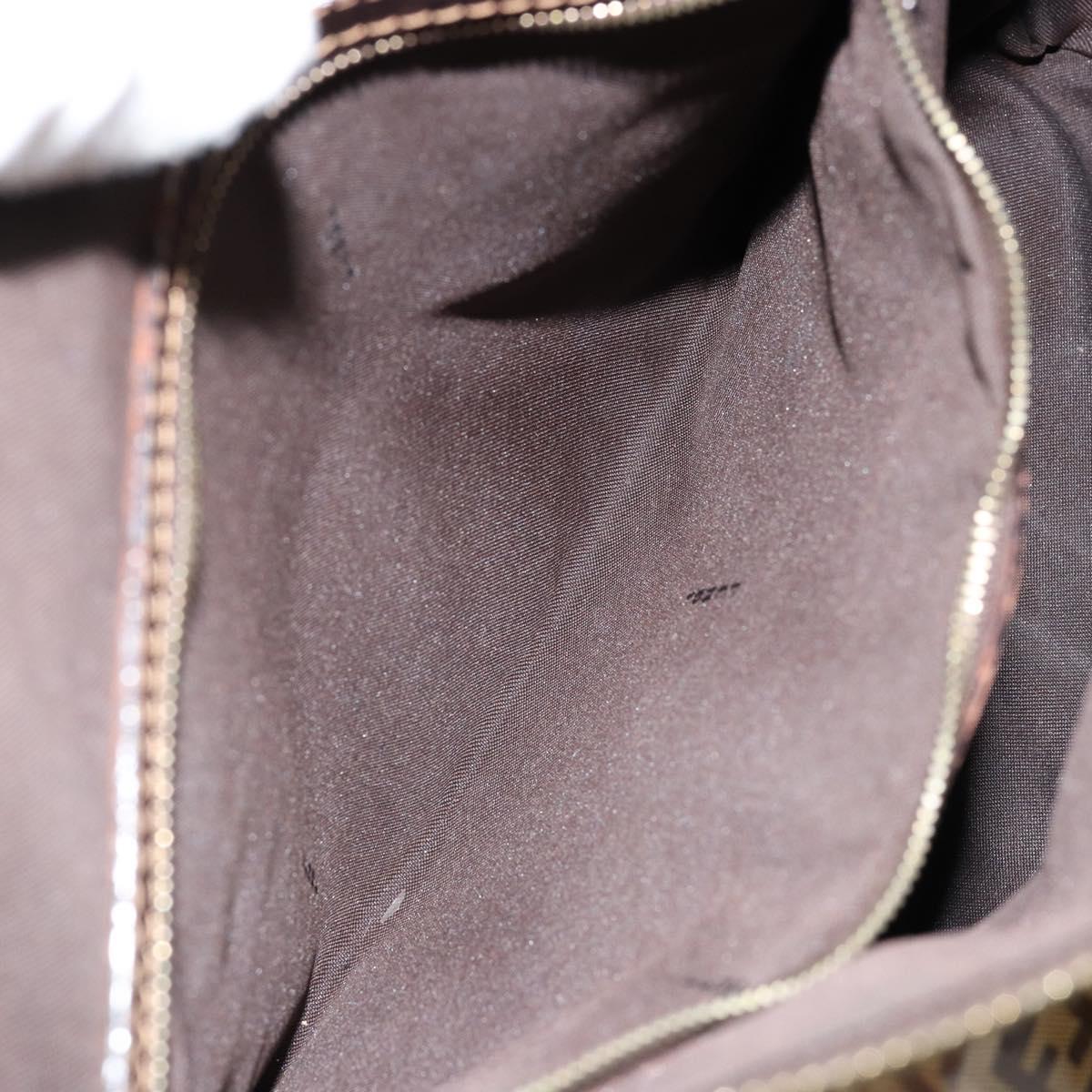 FENDI Zucchino Canvas Boston Bag Beige Gold Auth 156012