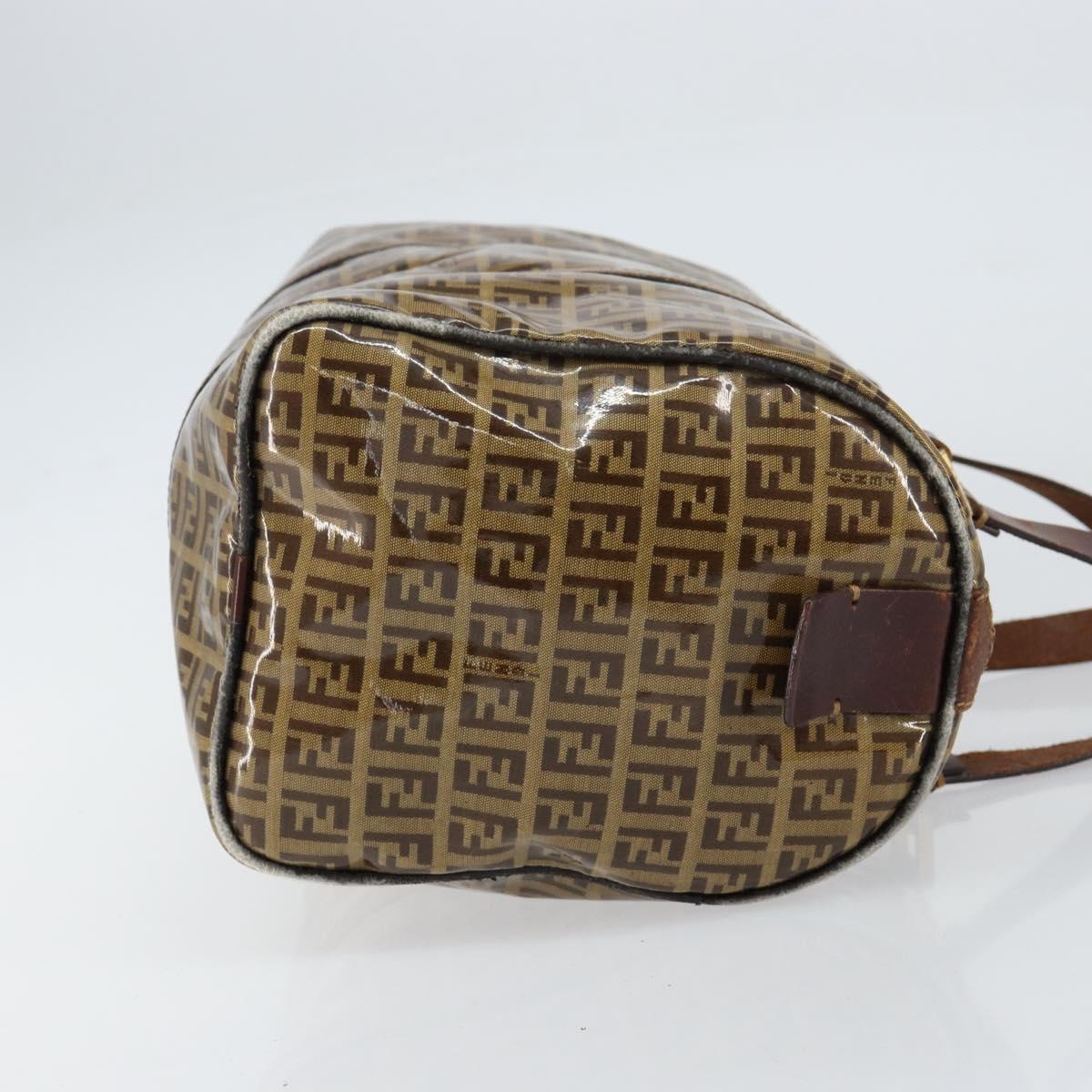 FENDI Zucchino Canvas Boston Bag Beige Gold Auth 156012