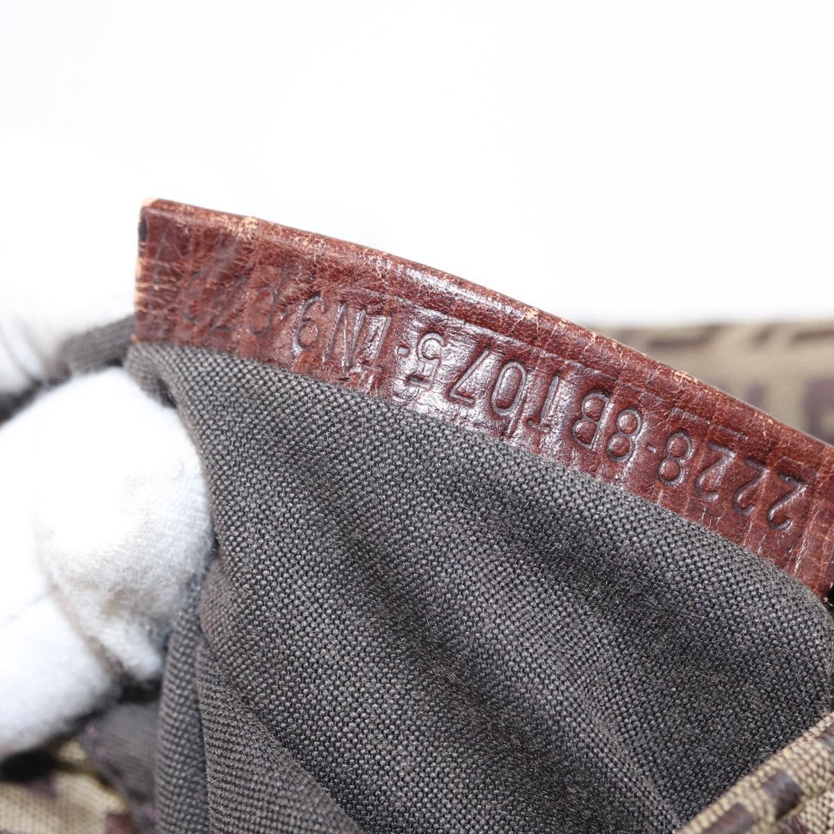 FENDI Zucchino Canvas Mamma Baguette Shoulder Bag Beige Gold Auth 156013