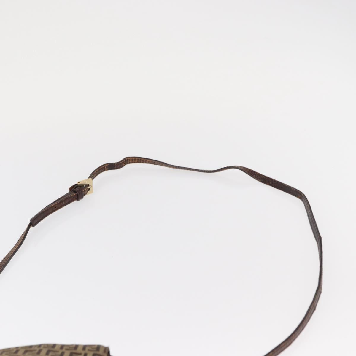 FENDI Zucchino Canvas Mamma Baguette Shoulder Bag Beige Gold Auth 156013