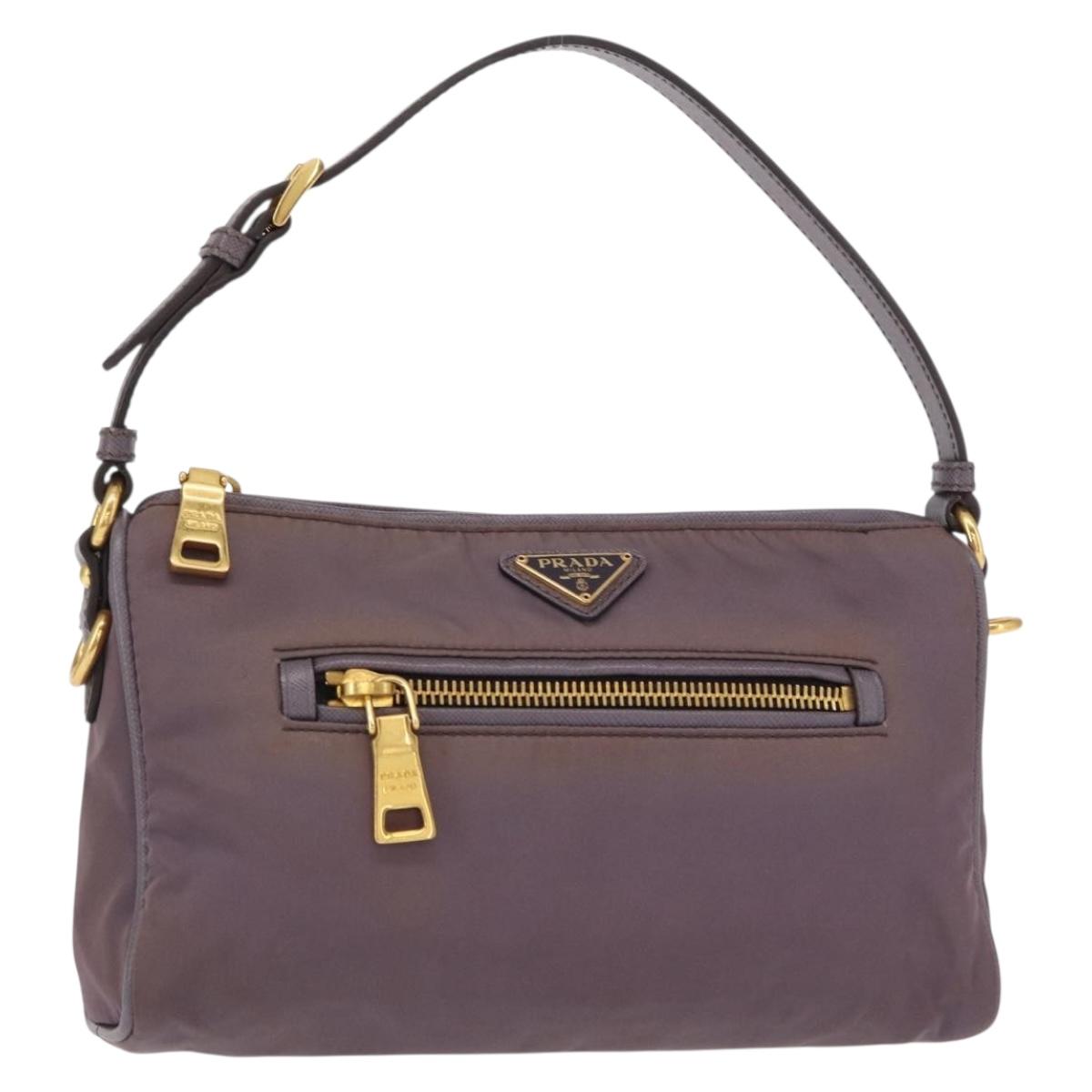 PRADA Shoulder Bag Nylon Gold Purple Auth 156015