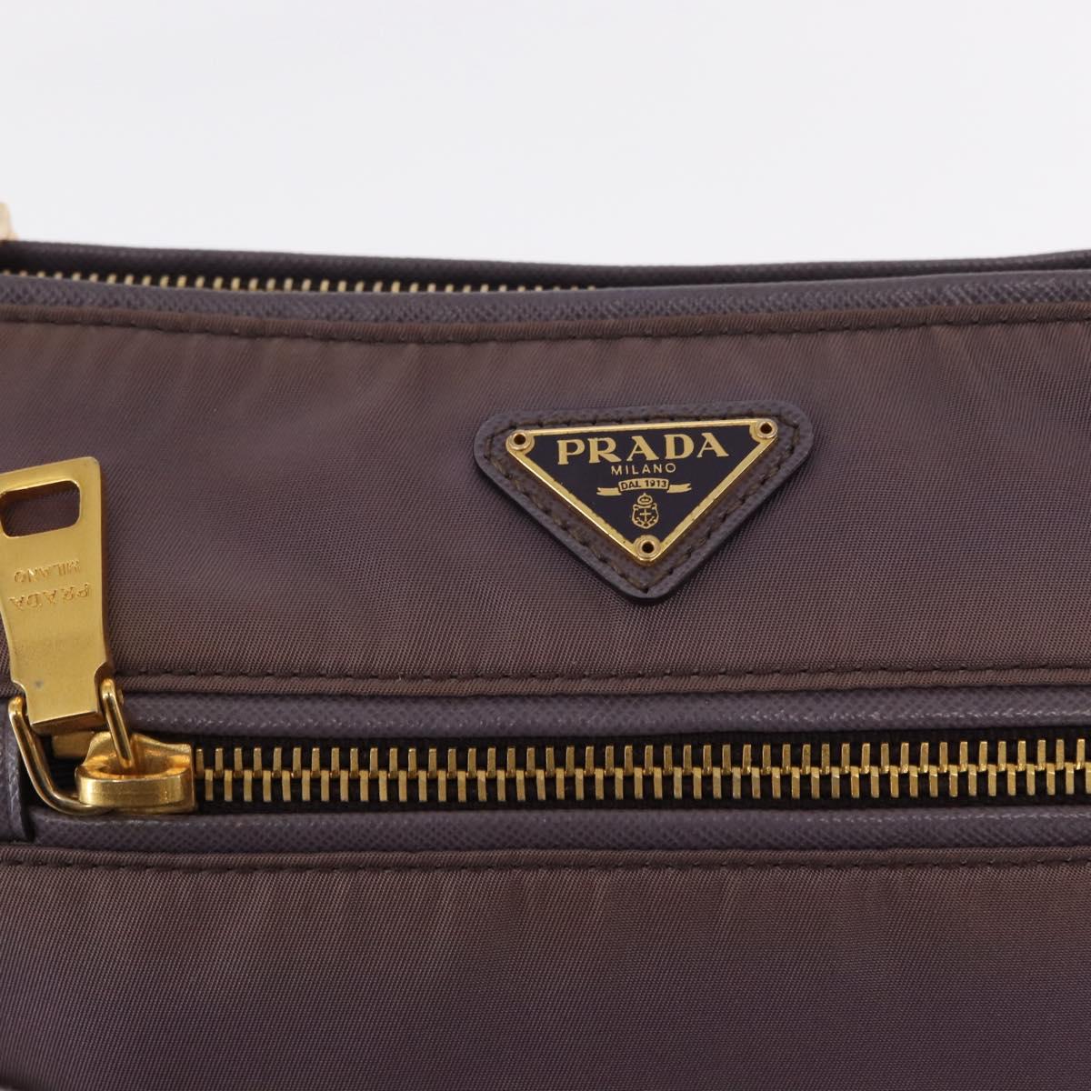 PRADA Shoulder Bag Nylon Gold Purple Auth 156015