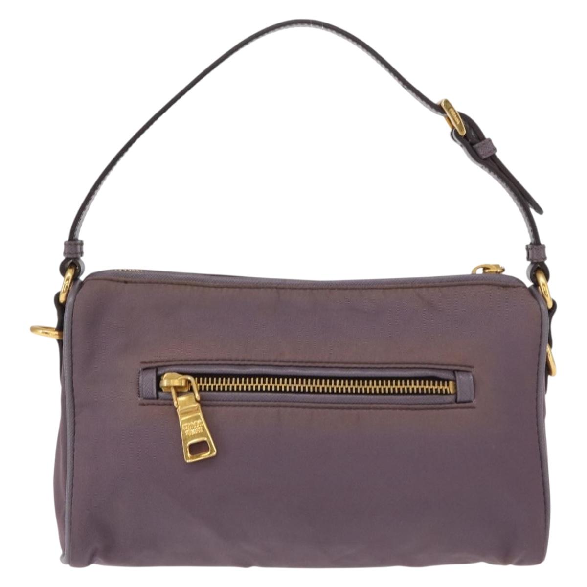 PRADA Shoulder Bag Nylon Gold Purple Auth 156015