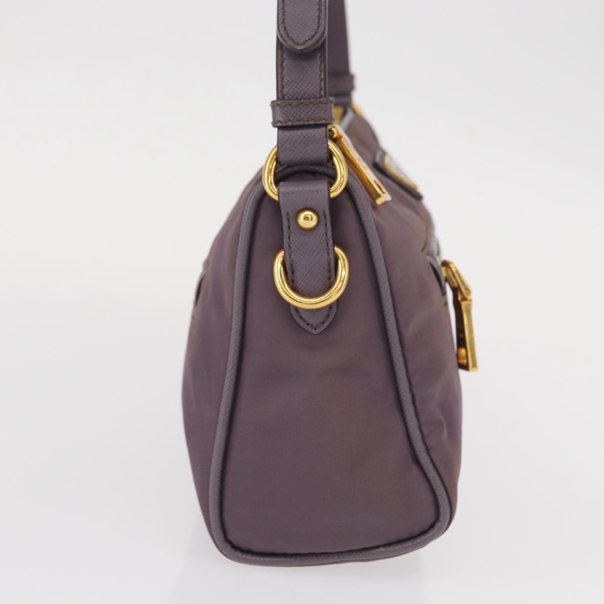 PRADA Shoulder Bag Nylon Gold Purple Auth 156015