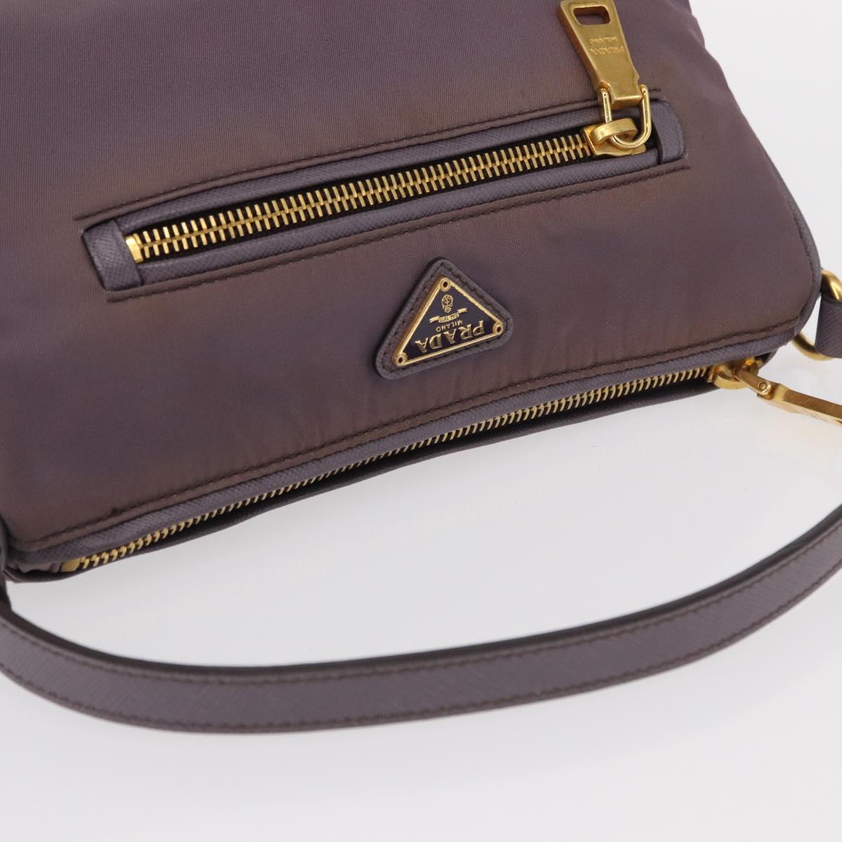 PRADA Shoulder Bag Nylon Gold Purple Auth 156015