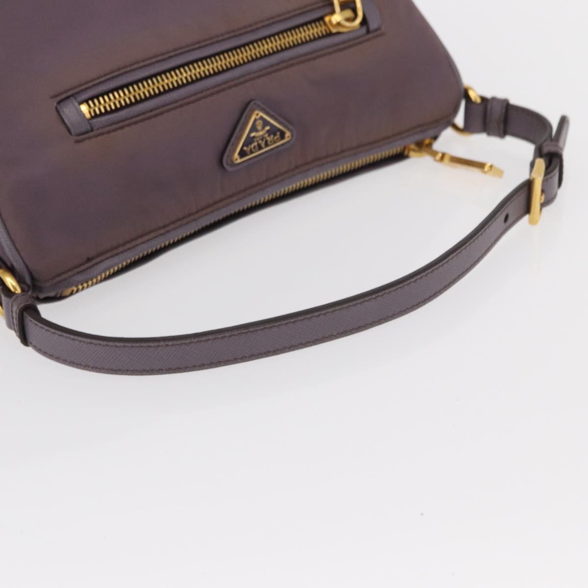 PRADA Shoulder Bag Nylon Gold Purple Auth 156015