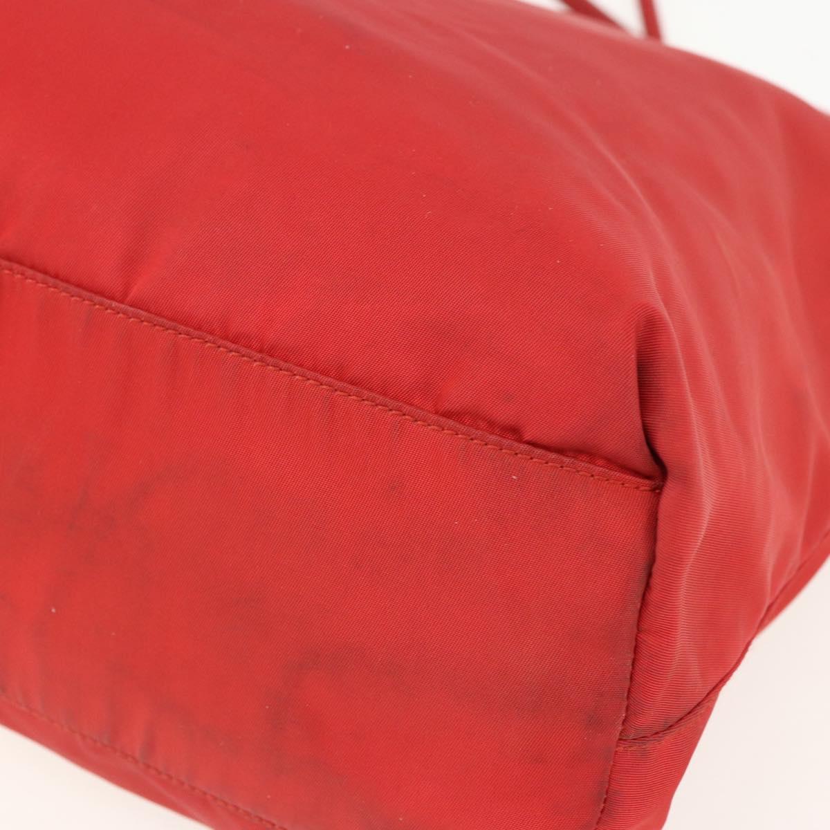 PRADA Tote Bag Nylon Red Silver Auth 156017