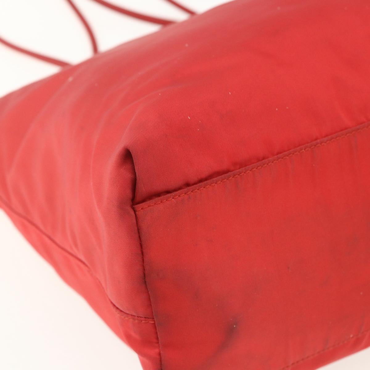 PRADA Tote Bag Nylon Red Silver Auth 156017