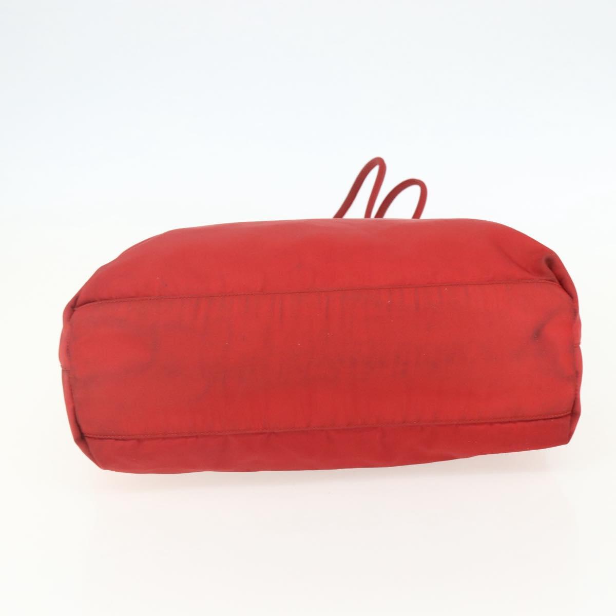 PRADA Tote Bag Nylon Red Silver Auth 156017