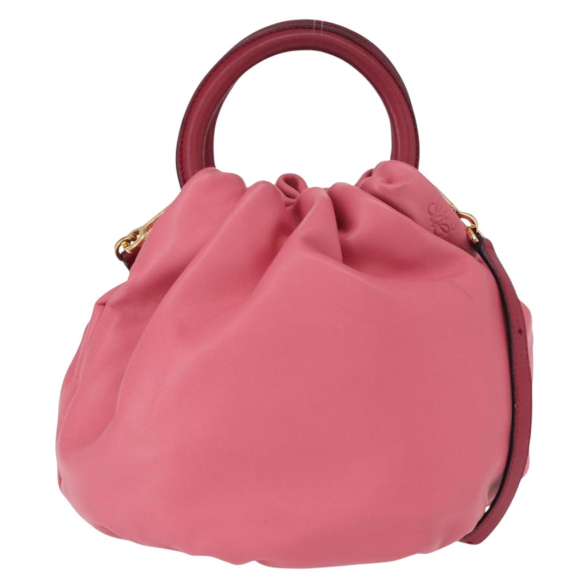 LOEWE Bounce bag Hand Bag Leather 2way Pink Gold Auth 156019