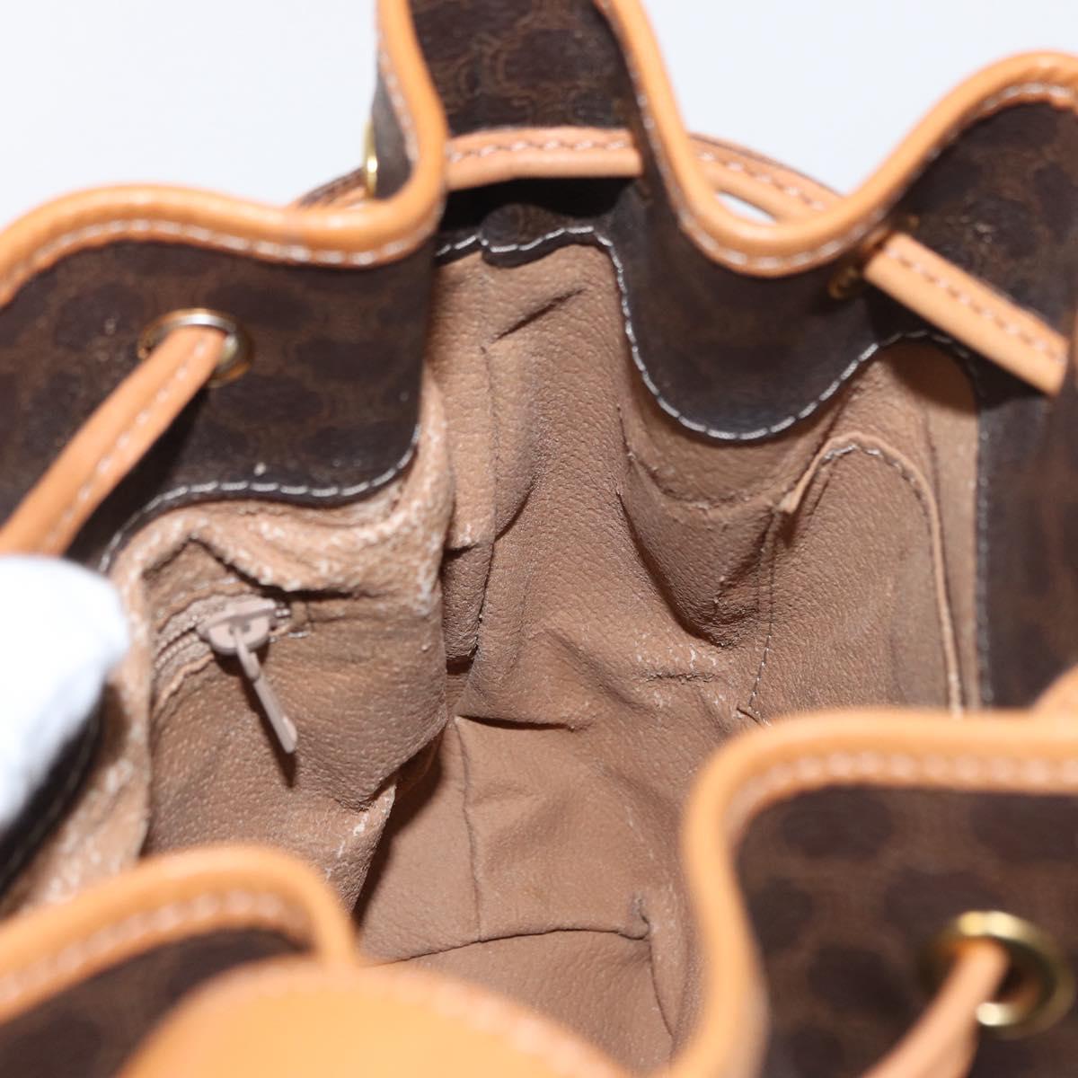 CELINE Macadam Canvas Shoulder Bag PVC Leather Brown Gold Auth 156021