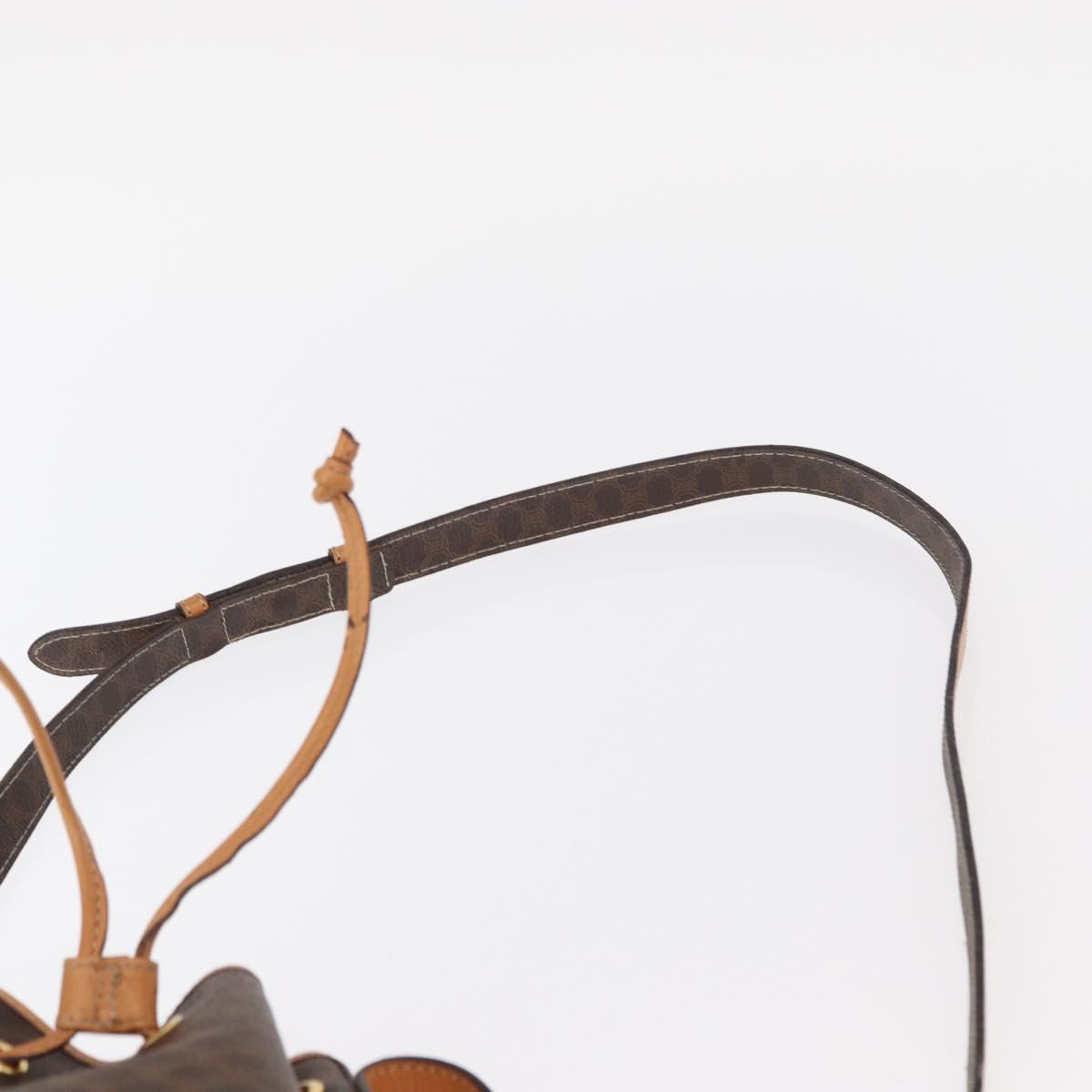 CELINE Macadam Canvas Shoulder Bag PVC Leather Brown Gold Auth 156021