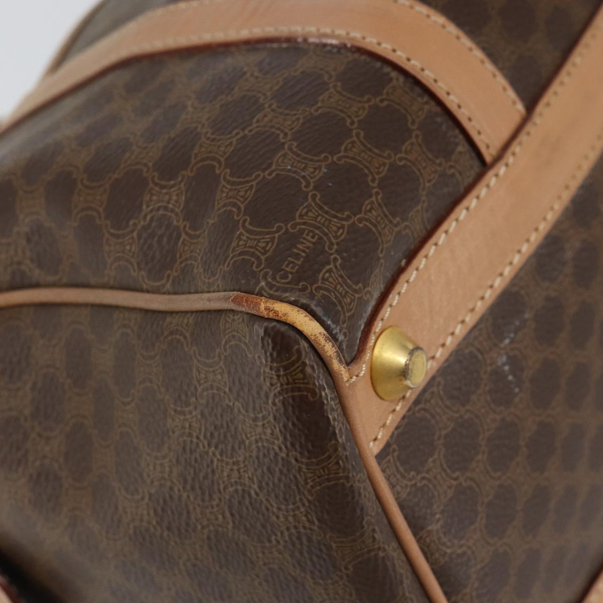 CELINE Macadam Canvas Boston Bag PVC Brown Gold Auth 156023