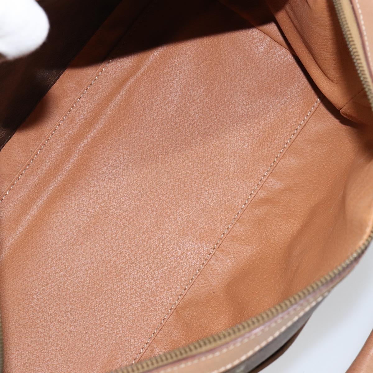 CELINE Macadam Canvas Boston Bag PVC Brown Gold Auth 156023