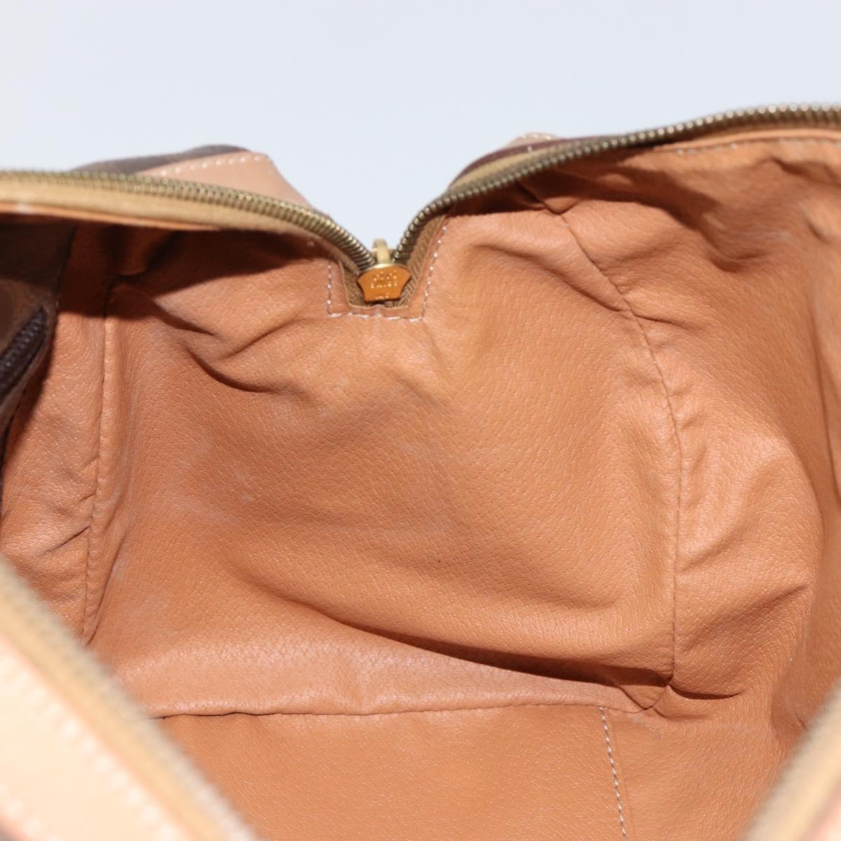 CELINE Macadam Canvas Boston Bag PVC Brown Gold Auth 156023