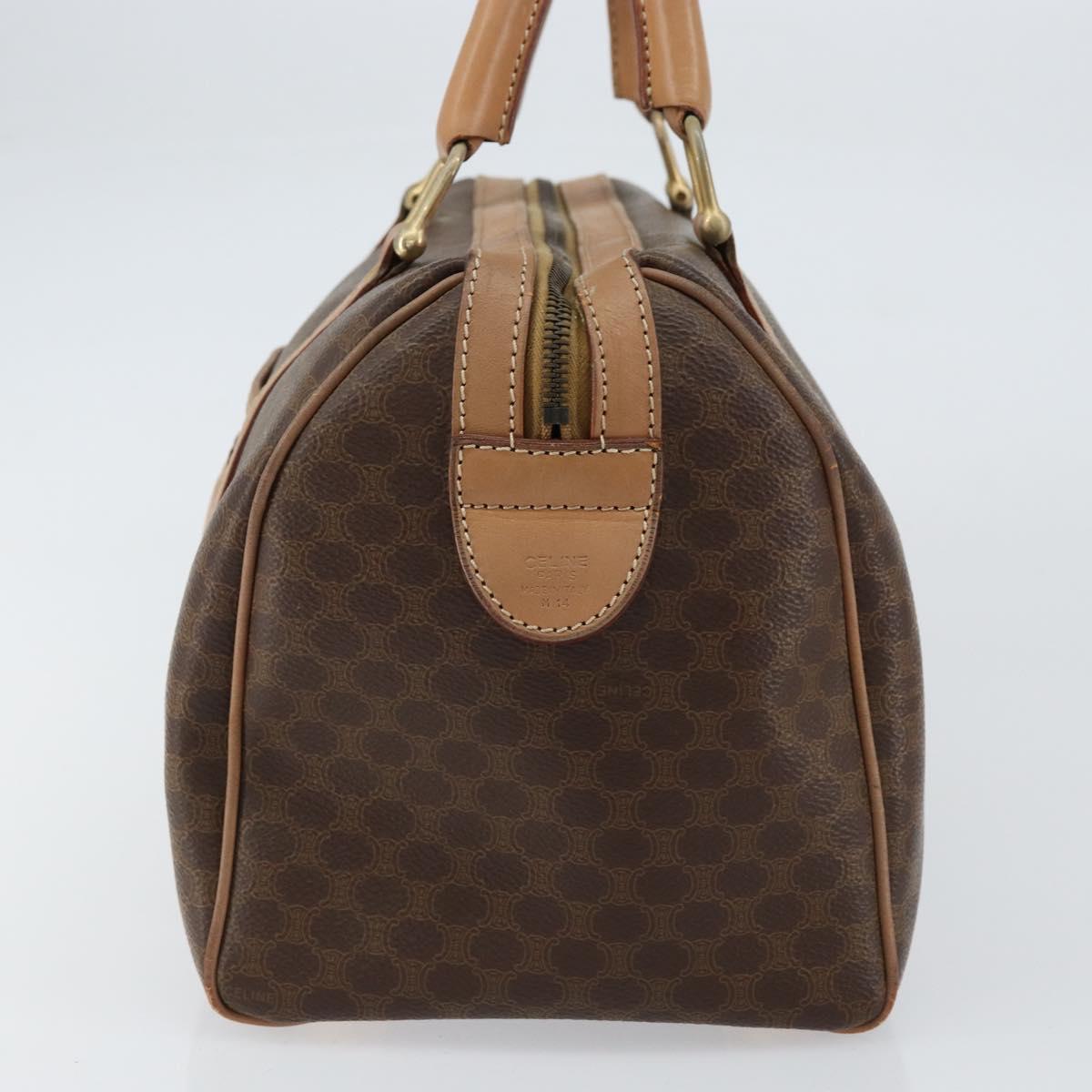 CELINE Macadam Canvas Boston Bag PVC Brown Gold Auth 156023