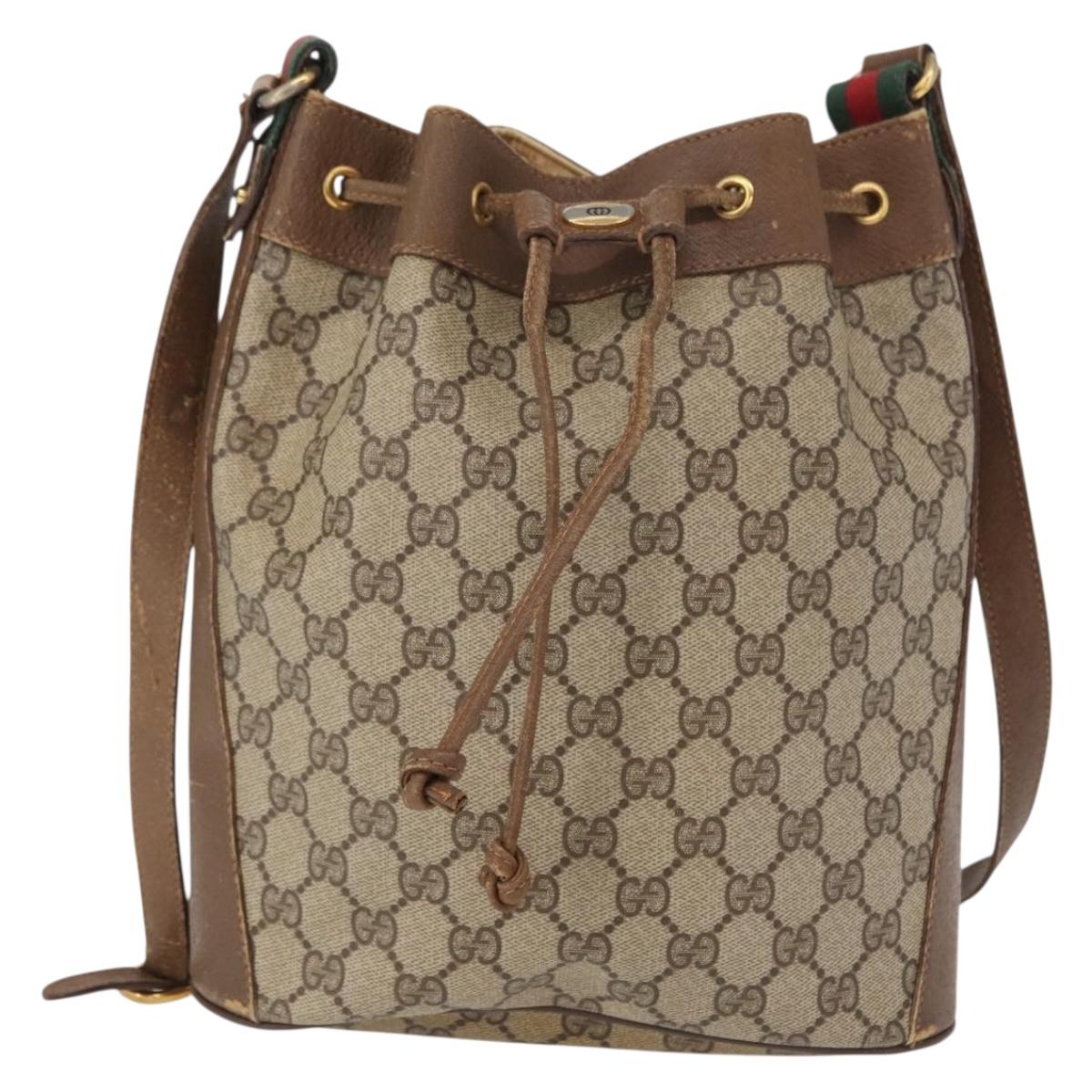 GUCCI GG Supreme Web Sherry Line Bag PVC Red Beige 41 02 034 Auth 156025