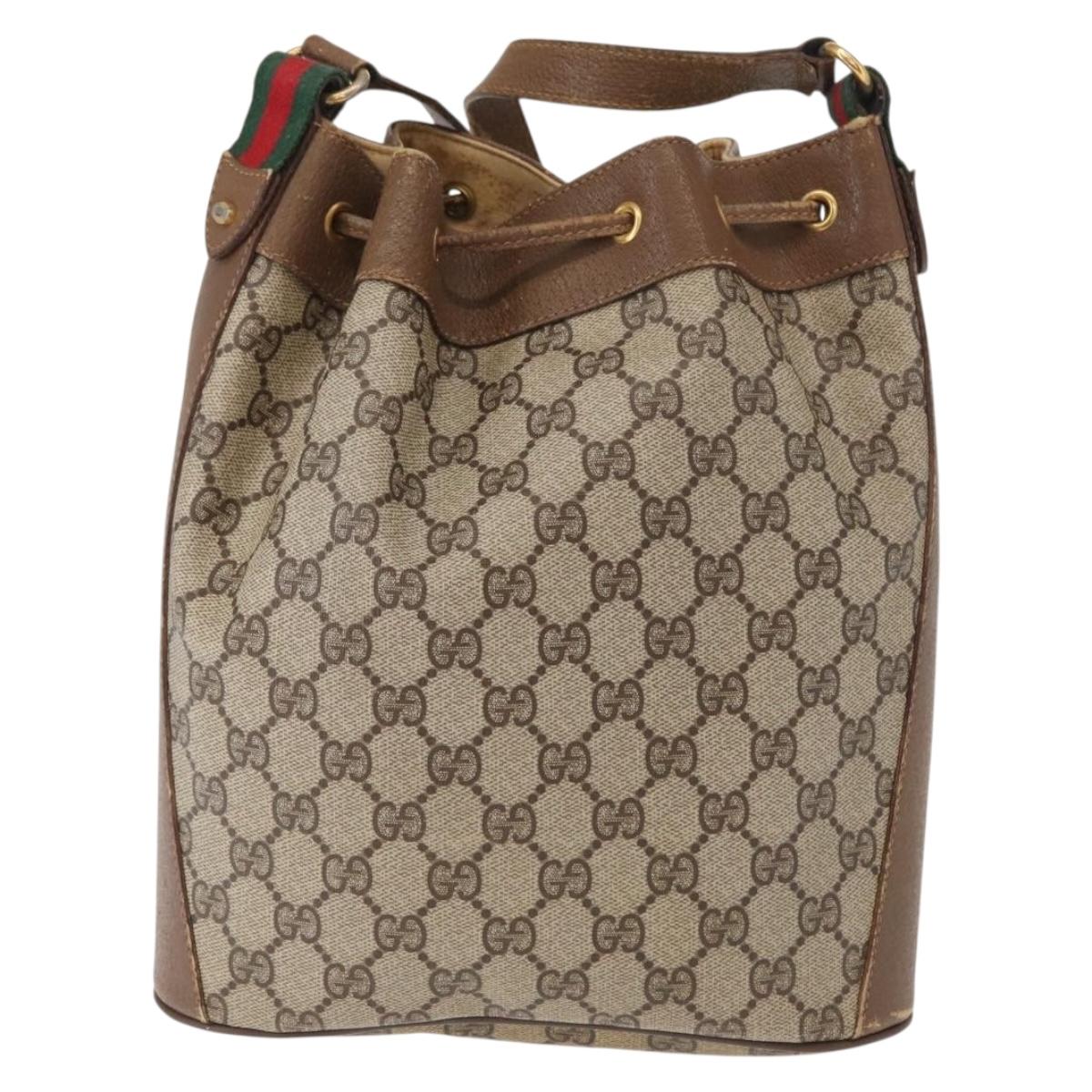 GUCCI GG Supreme Web Sherry Line Bag PVC Red Beige 41 02 034 Auth 156025