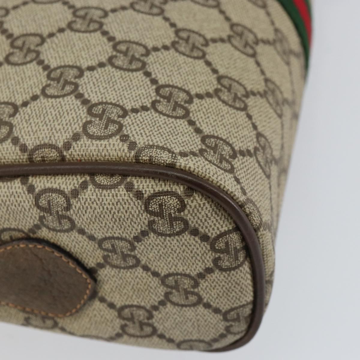 GUCCI GG Supreme Web Sherry Line Shoulder Bag PVC Beige Gold Auth 156026