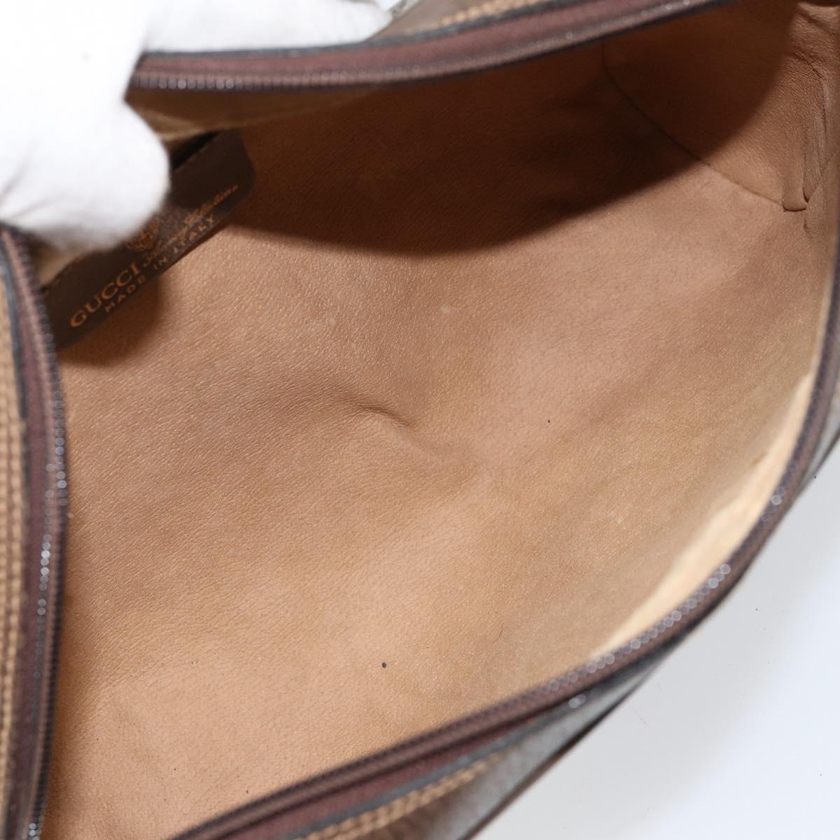 GUCCI GG Supreme Web Sherry Line Shoulder Bag PVC Beige Gold Auth 156026