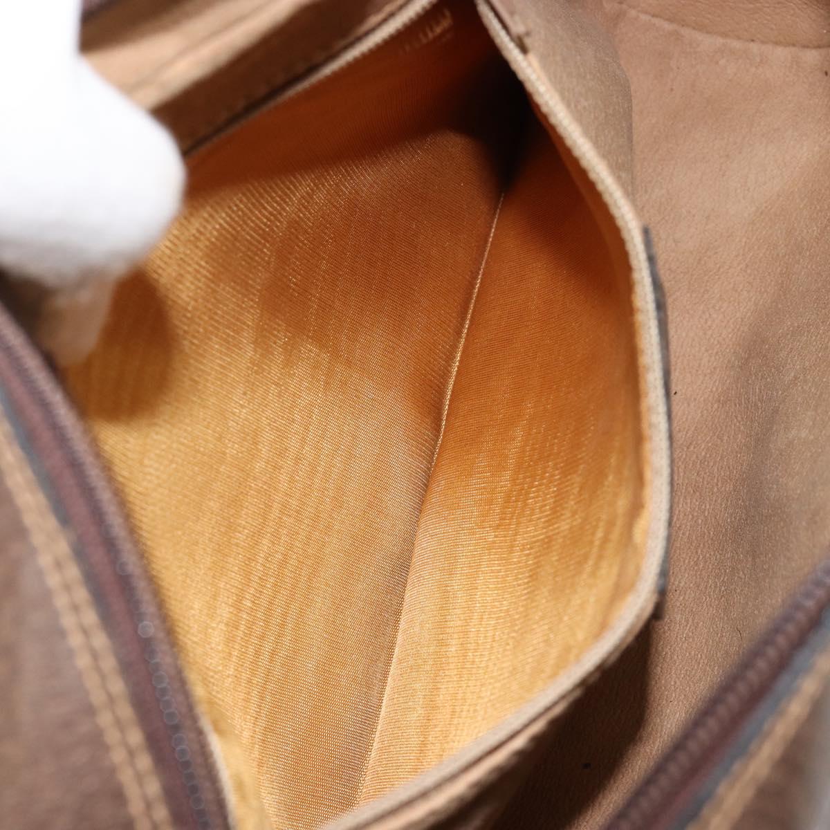 GUCCI GG Supreme Web Sherry Line Shoulder Bag PVC Beige Gold Auth 156026