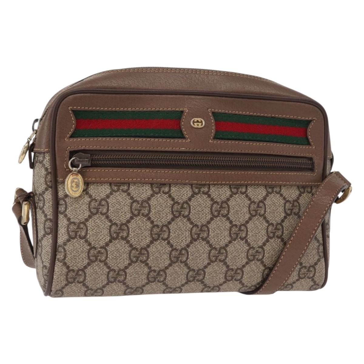 GUCCI GG Supreme Web Sherry Line Shoulder Bag PVC Red Beige Auth 156027