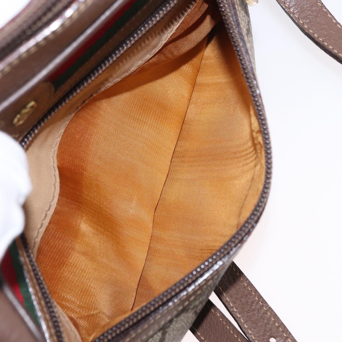 GUCCI GG Supreme Web Sherry Line Shoulder Bag PVC Red Beige Auth 156027