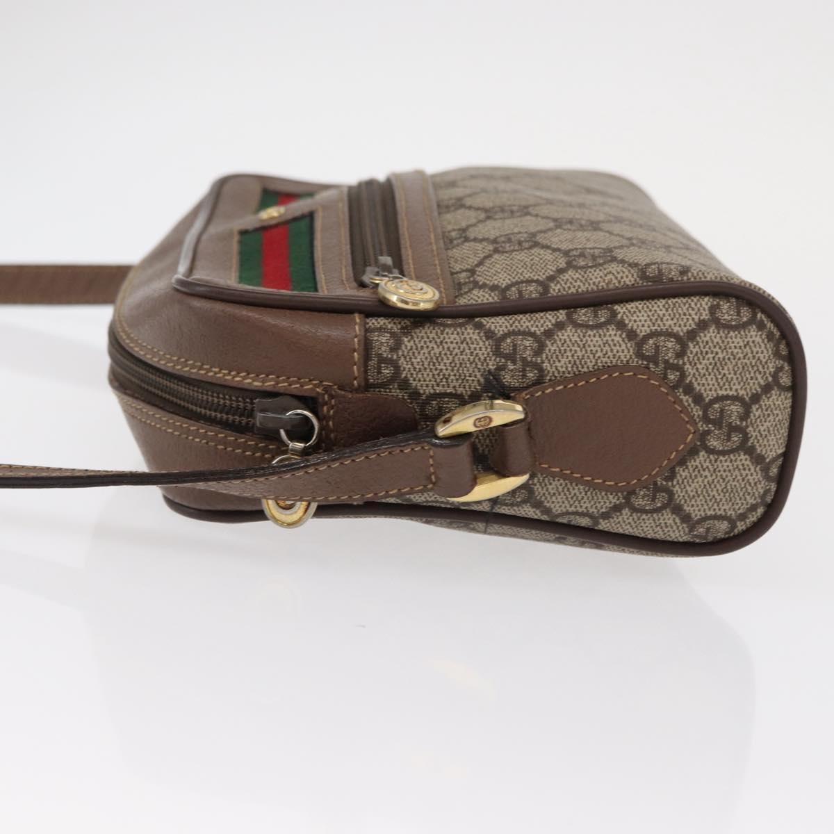 GUCCI GG Supreme Web Sherry Line Shoulder Bag PVC Red Beige Auth 156027