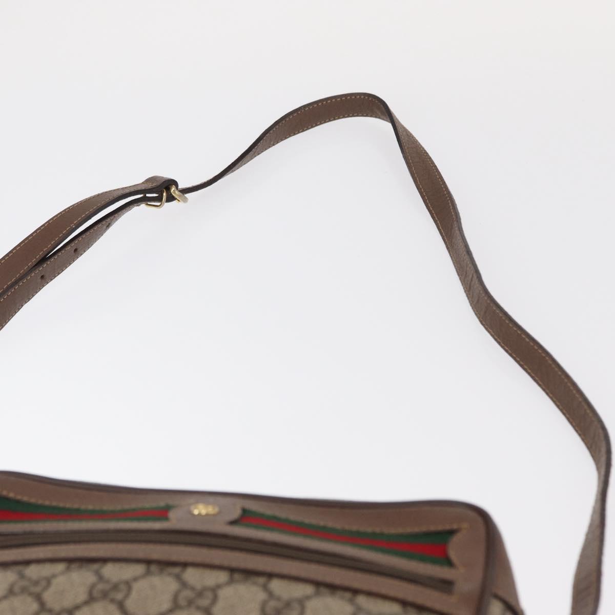 GUCCI GG Supreme Web Sherry Line Shoulder Bag PVC Red Beige Auth 156027