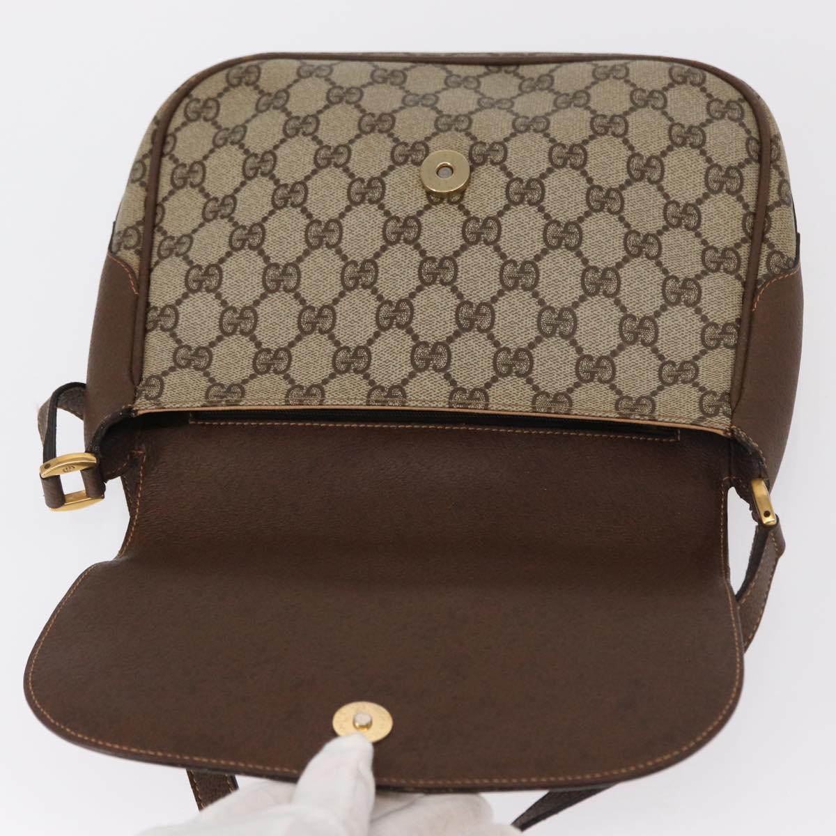 GUCCI GG Supreme Web Sherry Line Bag PVC Beige Gold 001 116 0914 Auth 156028