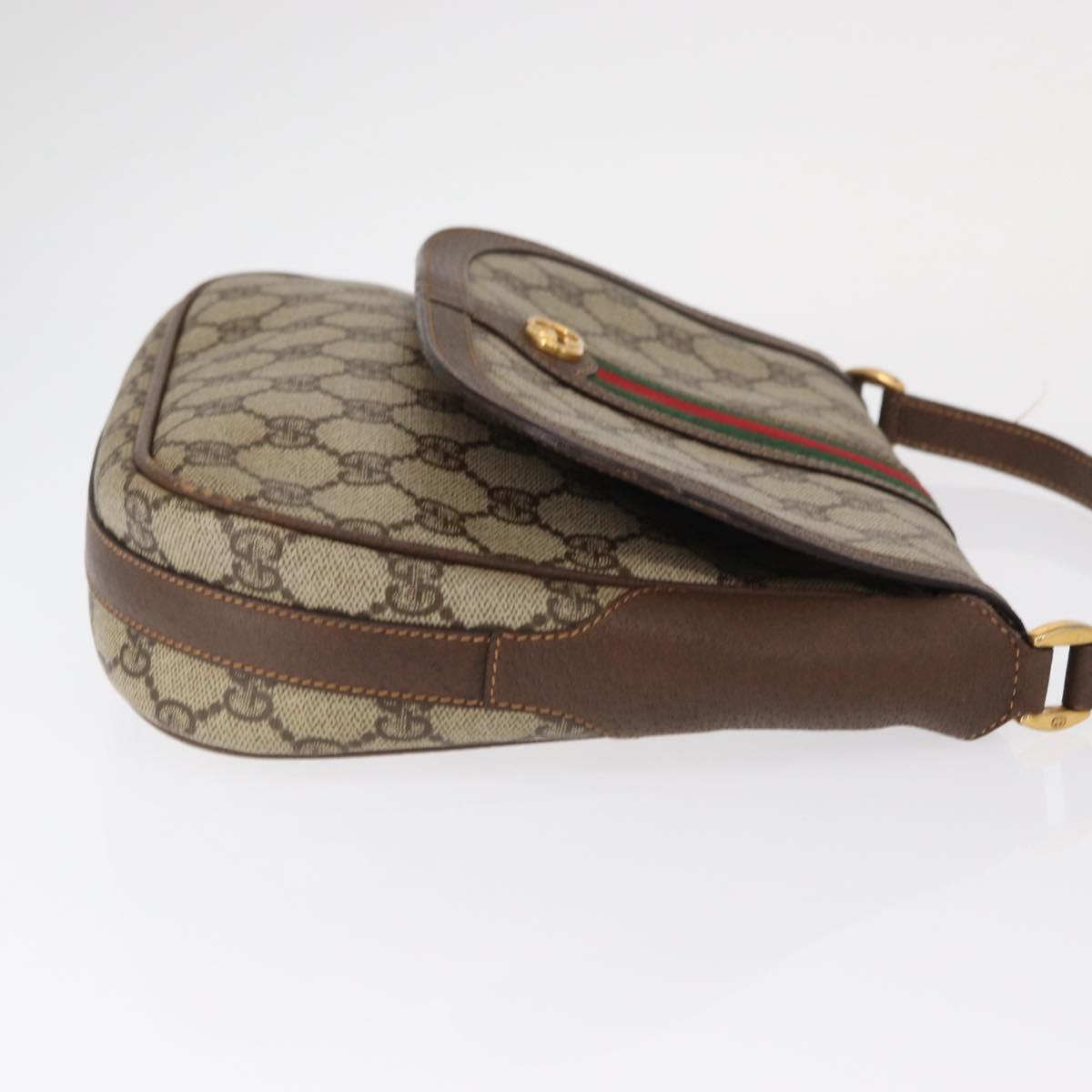 GUCCI GG Supreme Web Sherry Line Bag PVC Beige Gold 001 116 0914 Auth 156028