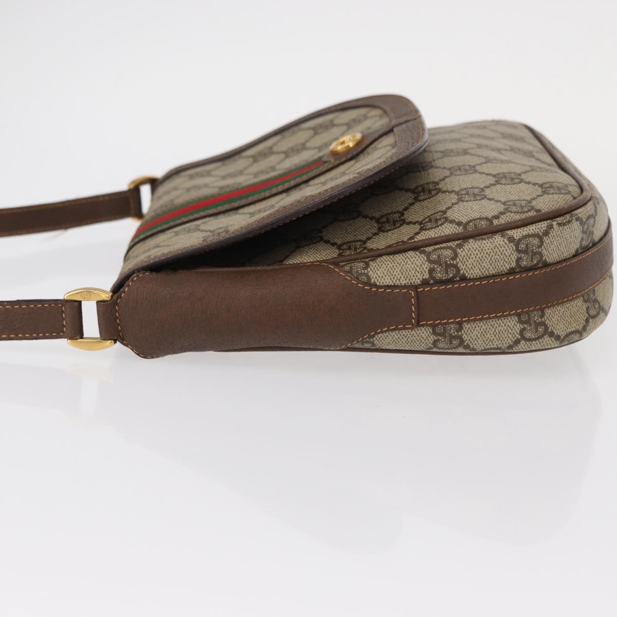 GUCCI GG Supreme Web Sherry Line Bag PVC Beige Gold 001 116 0914 Auth 156028