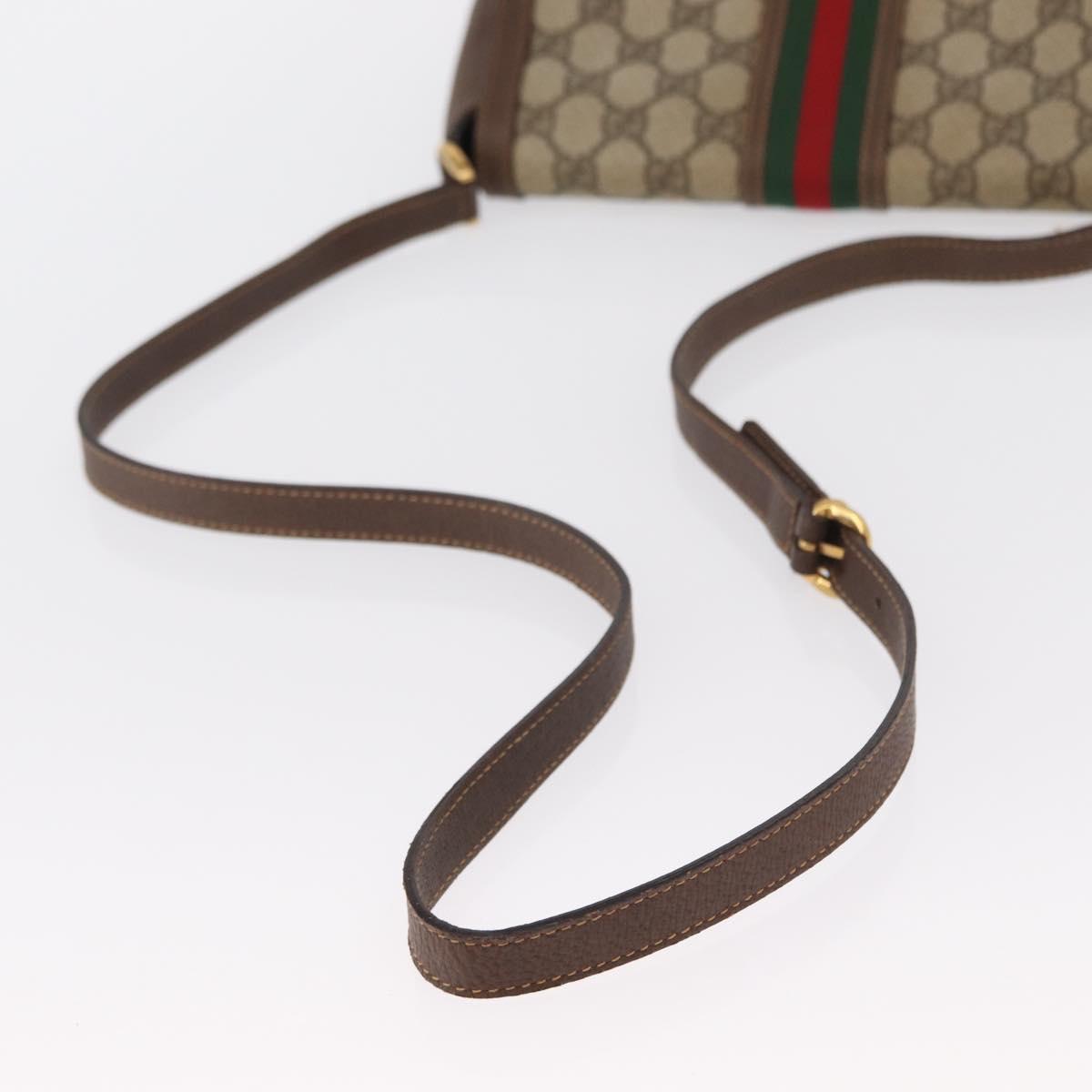 GUCCI GG Supreme Web Sherry Line Bag PVC Beige Gold 001 116 0914 Auth 156028