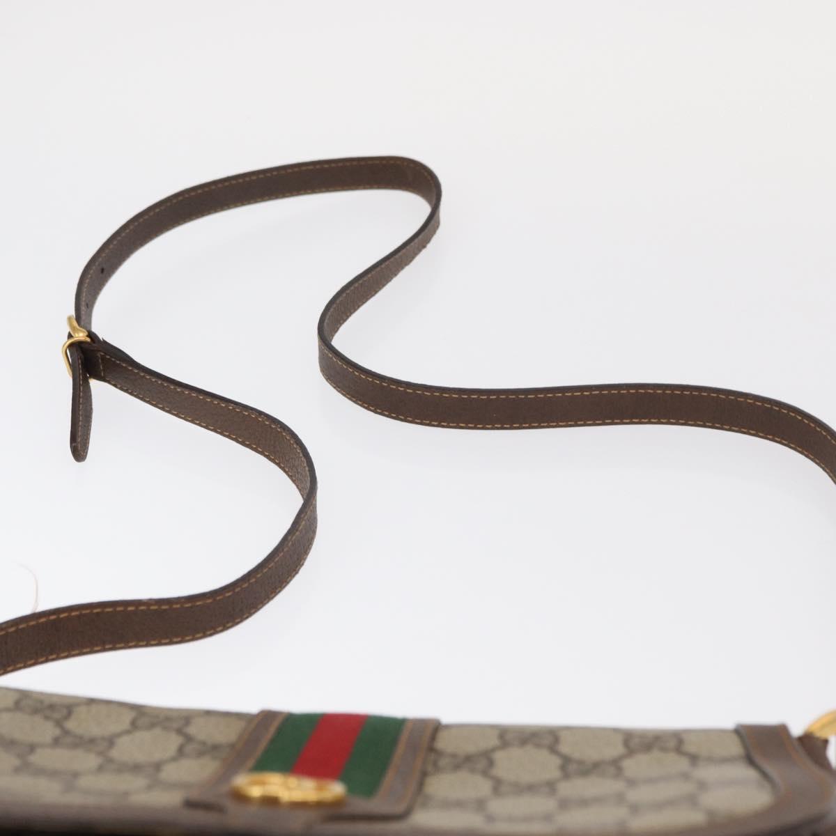 GUCCI GG Supreme Web Sherry Line Bag PVC Beige Gold 001 116 0914 Auth 156028