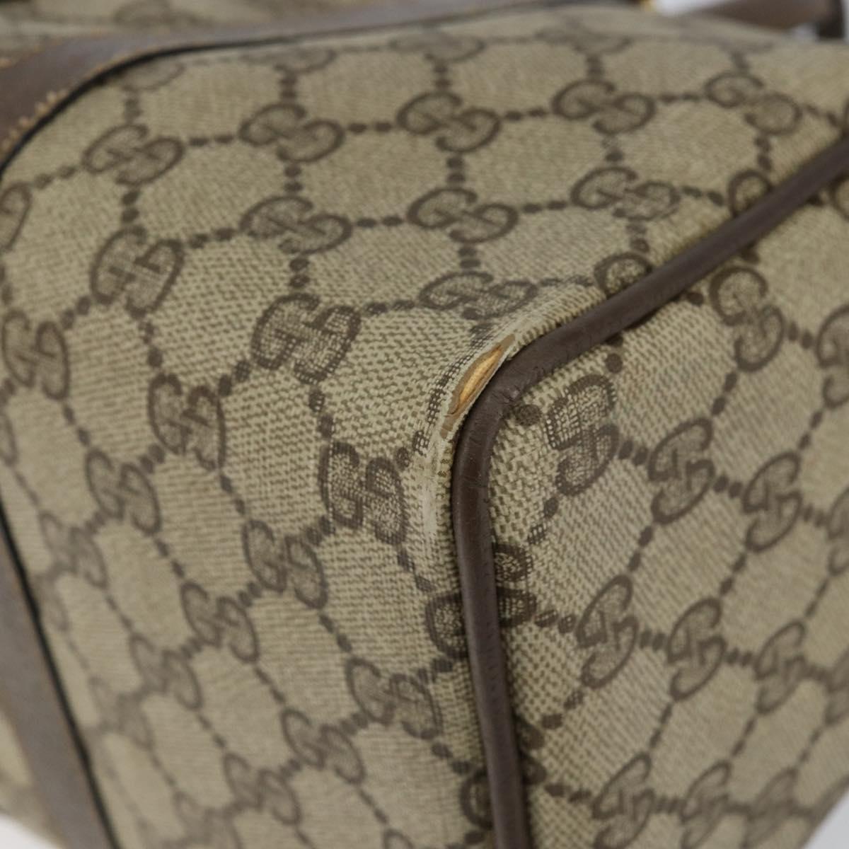 GUCCI GG Supreme Web Sherry Line Boston Bag PVC Beige Gold 58 02 007 Auth 156029